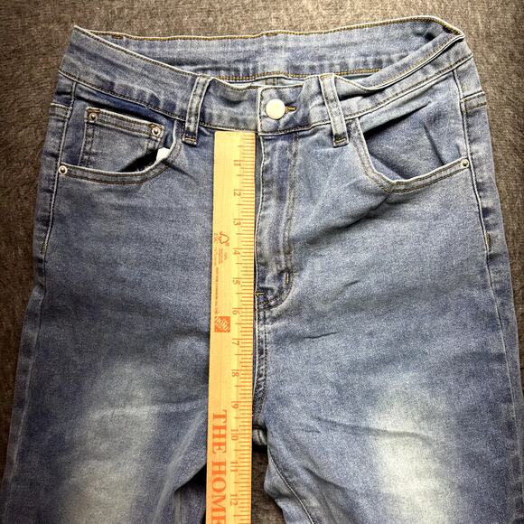 Dazy-Less Women’s Straight Leg Jeans M Light Wash Raw Hem Stretch Denim Pants - Picture 14 of 16